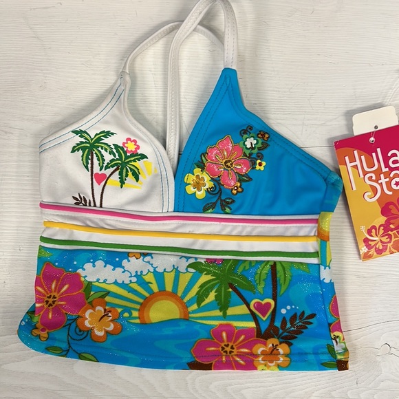 NWT Hula Star Blue Hibiscus Triangle Bikini Kids - Picture 2 of 7